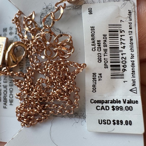 Kate Spade New York "Spot The Spade" Pave Pendant Necklace in Rose Gold NWT - Picture 12 of 13